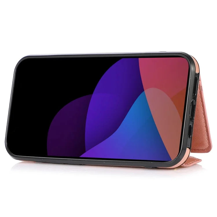 For iPhone 13 6.1 inch Cell Phone Case Card Bag Design PU+TPU Cover with Shoulder Strap