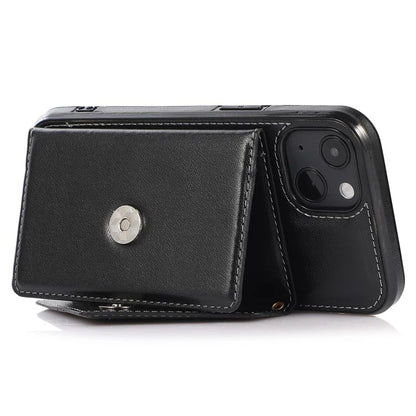 For iPhone 13 6.1 inch Cell Phone Case Card Bag Design PU+TPU Cover with Shoulder Strap