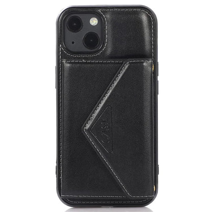 For iPhone 13 6.1 inch Cell Phone Case Card Bag Design PU+TPU Cover with Shoulder Strap