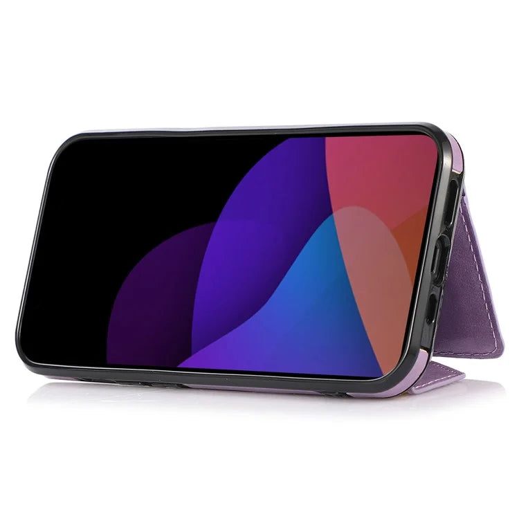 For iPhone 13 6.1 inch Cell Phone Case Card Bag Design PU+TPU Cover with Shoulder Strap