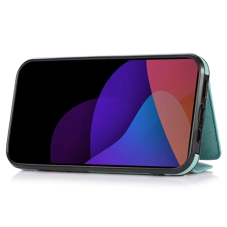 For iPhone 13 6.1 inch Cell Phone Case Card Bag Design PU+TPU Cover with Shoulder Strap