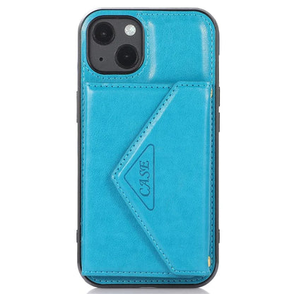 For iPhone 13 6.1 inch Cell Phone Case Card Bag Design PU+TPU Cover with Shoulder Strap