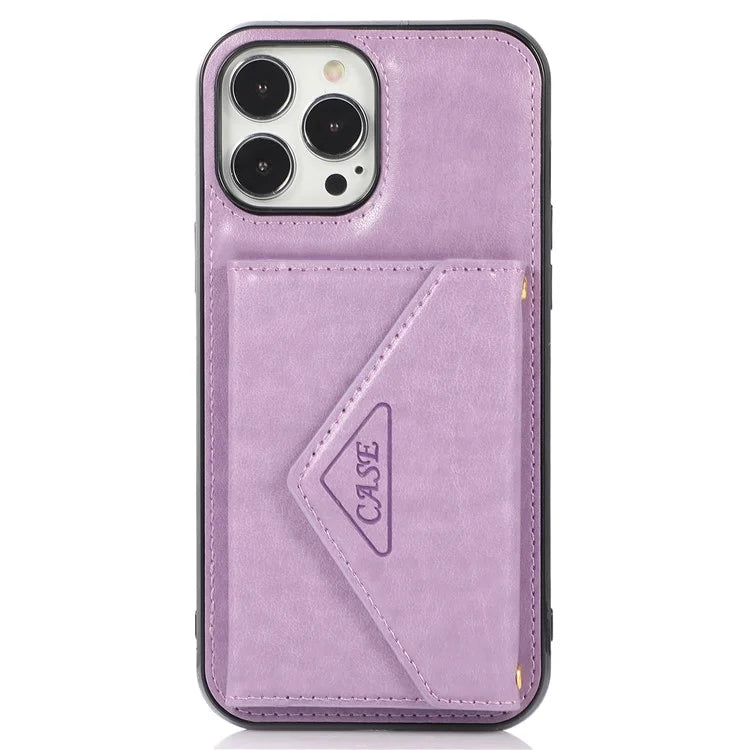 For iPhone 13 Pro 6.1 inch Cell Phone Case Leather+TPU Anti-shock Crossbody Cover with Card Bag