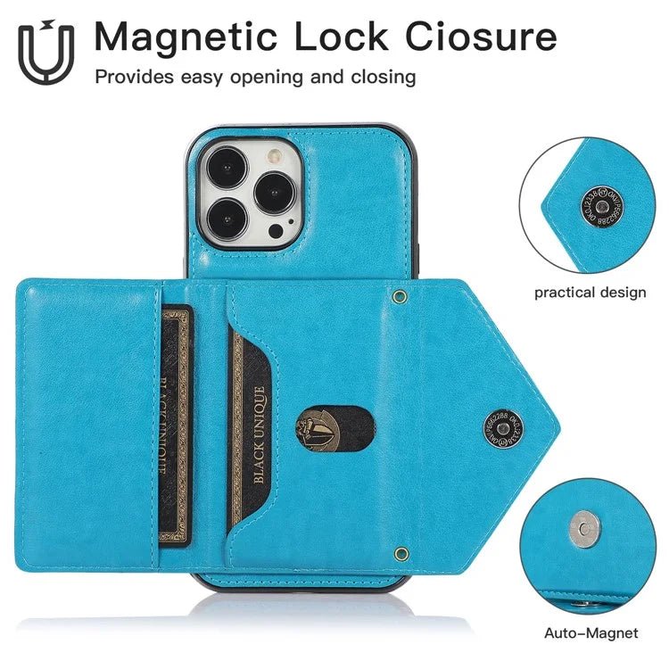 For iPhone 13 Pro 6.1 inch Cell Phone Case Leather+TPU Anti-shock Crossbody Cover with Card Bag