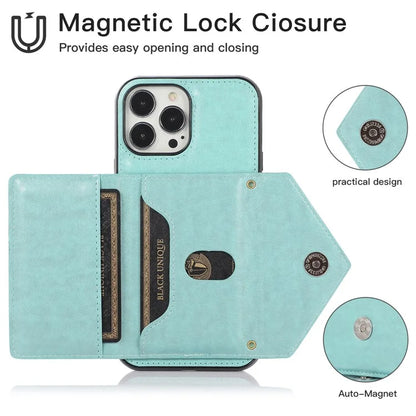 For iPhone 13 Pro 6.1 inch Cell Phone Case Leather+TPU Anti-shock Crossbody Cover with Card Bag