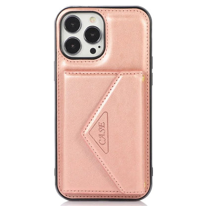 For iPhone 14 Pro Case Card Holder Kickstand Leather+TPU Cover with Long Strap