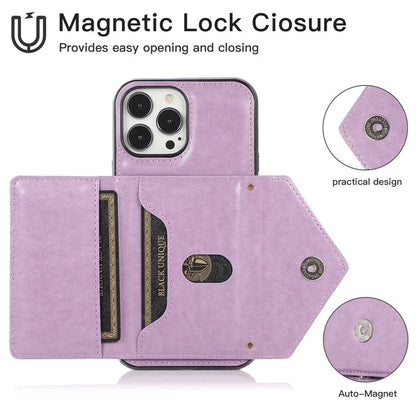 For iPhone 14 Pro Case Card Holder Kickstand Leather+TPU Cover with Long Strap