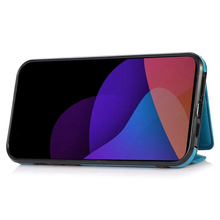 For iPhone 14 Pro Case Card Holder Kickstand Leather+TPU Cover with Long Strap