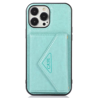 For iPhone 14 Pro Case Card Holder Kickstand Leather+TPU Cover with Long Strap