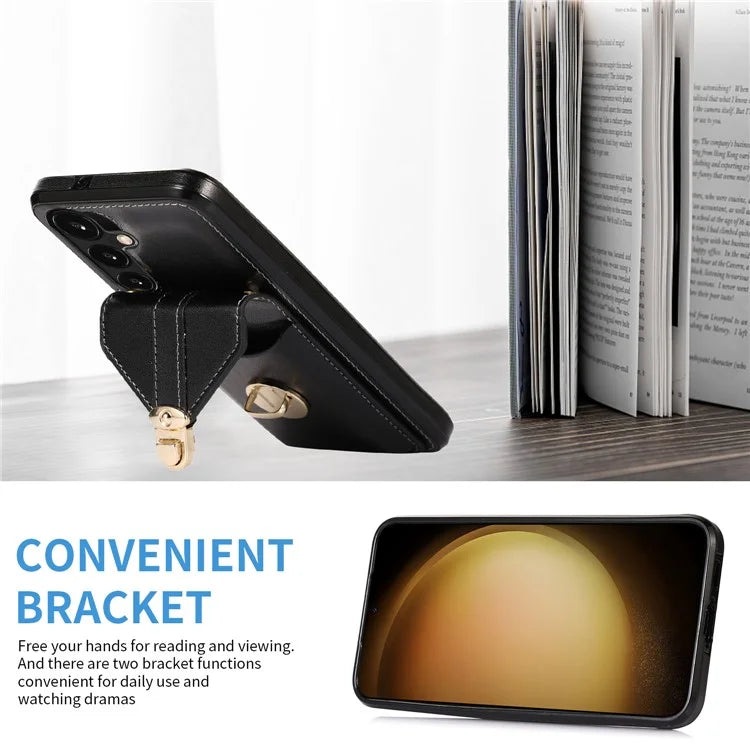 For Samsung Galaxy A15 5G Case Phone Pouch Shoulder Bag Card Holder PU Leather+TPU Cover