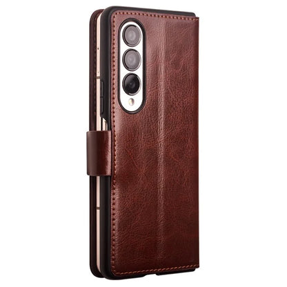 QIALINO For Samsung Galaxy Z Fold4 5G Genuine Cow Leather Case Wallet Magnetic Phone Cover