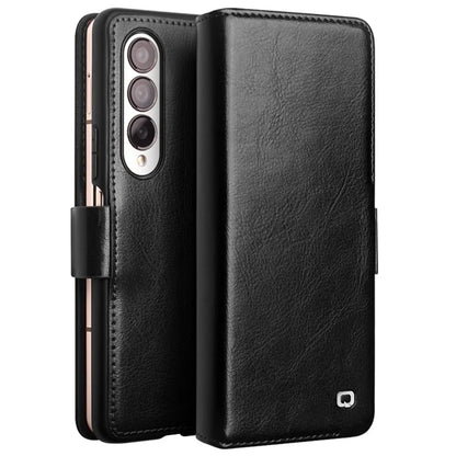 QIALINO For Samsung Galaxy Z Fold4 5G Genuine Cow Leather Case Wallet Magnetic Phone Cover