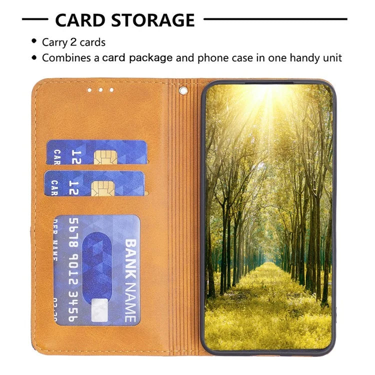 For Samsung Galaxy A55 5G Case Anti-Scratch Card Holder Magnetic PU Leather Cover