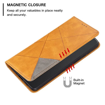 For Samsung Galaxy A55 5G Case Anti-Scratch Card Holder Magnetic PU Leather Cover