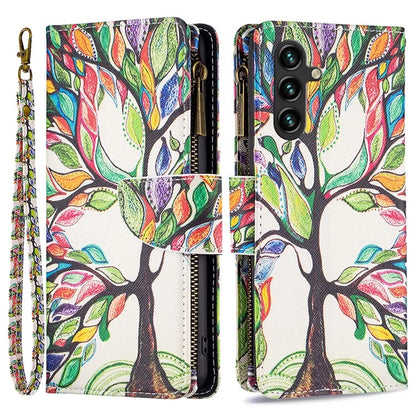 BF03 For Samsung Galaxy A55 5G Leather Case Magnetic Zipper Flip Phone Cover
