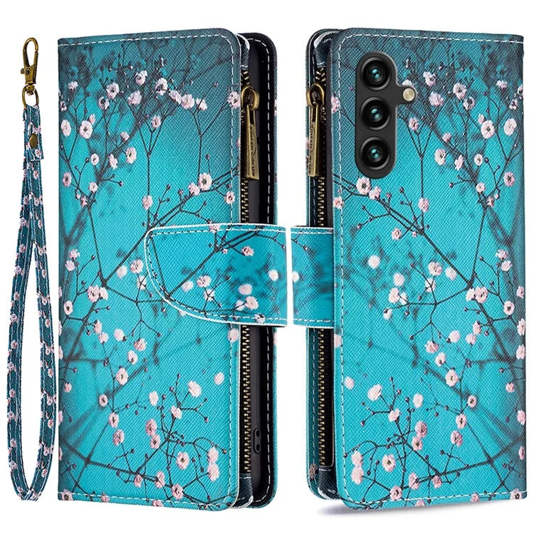 BF03 For Samsung Galaxy A55 5G Leather Case Magnetic Zipper Flip Phone Cover