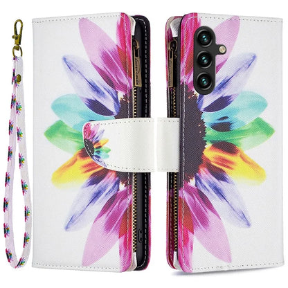 BF03 For Samsung Galaxy A55 5G Leather Case Magnetic Zipper Flip Phone Cover