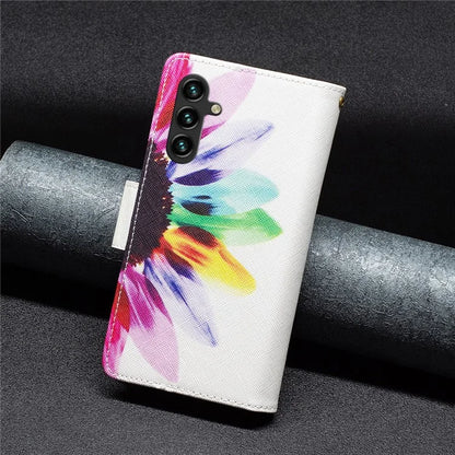BF03 For Samsung Galaxy A55 5G Leather Case Magnetic Zipper Flip Phone Cover