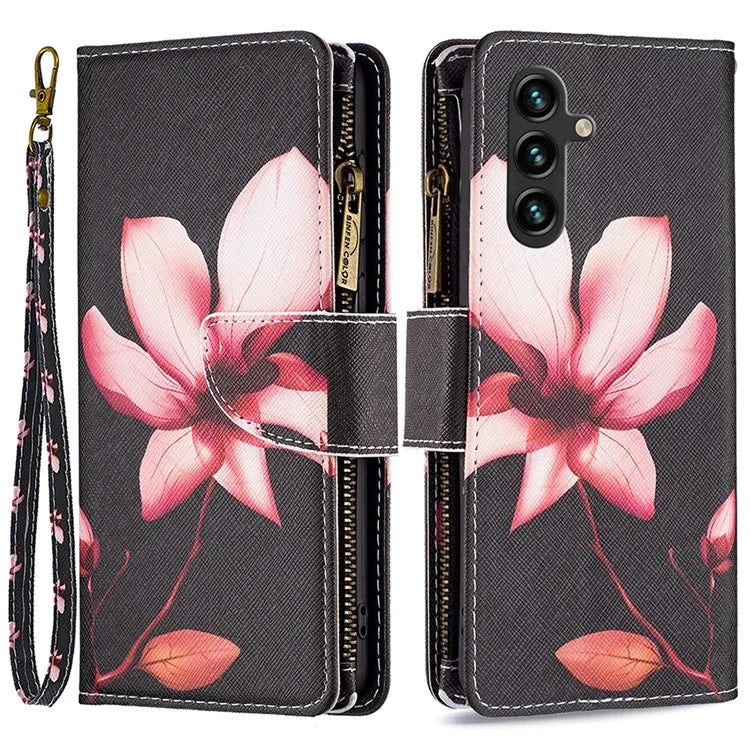 BF03 For Samsung Galaxy A55 5G Leather Case Magnetic Zipper Flip Phone Cover