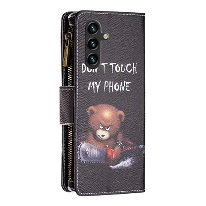 BF03 For Samsung Galaxy A55 5G Leather Case Magnetic Zipper Flip Phone Cover