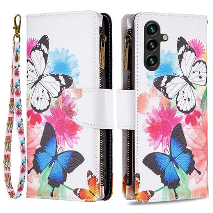 BF03 For Samsung Galaxy A55 5G Leather Case Magnetic Zipper Flip Phone Cover