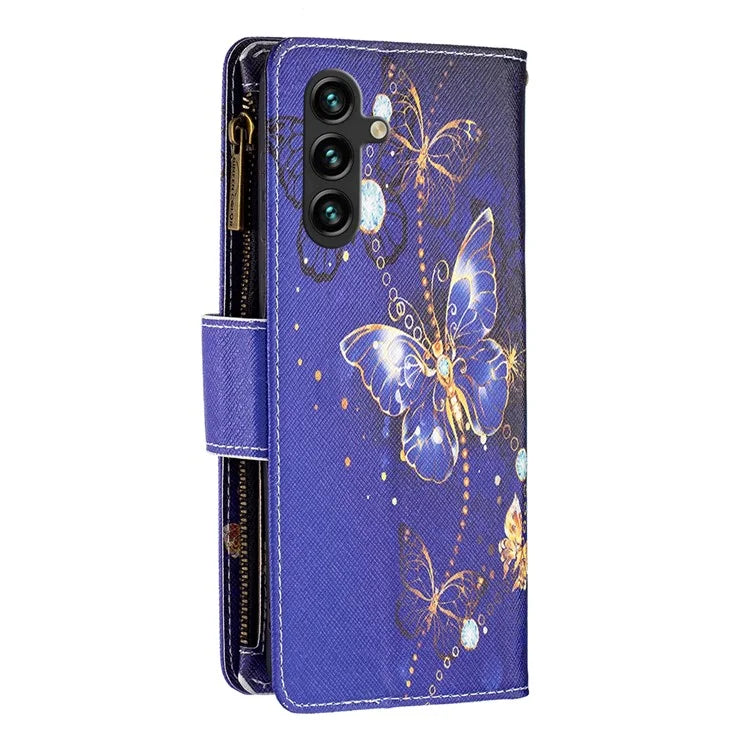 BF03 For Samsung Galaxy A55 5G Leather Case Magnetic Zipper Flip Phone Cover