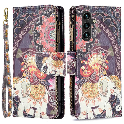 BF03 For Samsung Galaxy A55 5G Leather Case Magnetic Zipper Flip Phone Cover