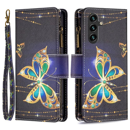 BF03 For Samsung Galaxy A55 5G Leather Case Magnetic Zipper Flip Phone Cover