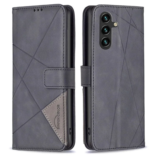 BINFEN COLOR BF05 For Samsung Galaxy A55 5G Case Stand Wallet Imprinted Line Cell Phone Cover