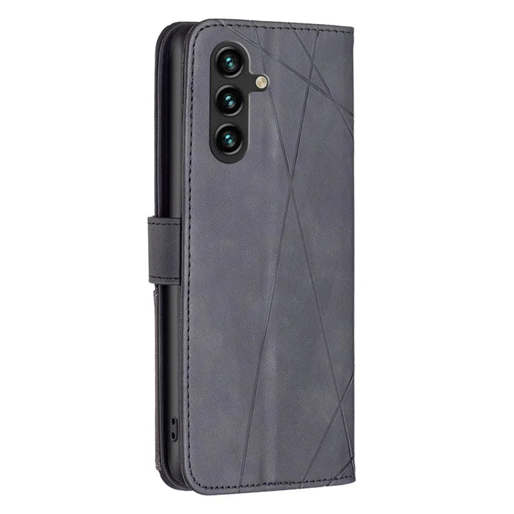 BINFEN COLOR BF05 For Samsung Galaxy A55 5G Case Stand Wallet Imprinted Line Cell Phone Cover