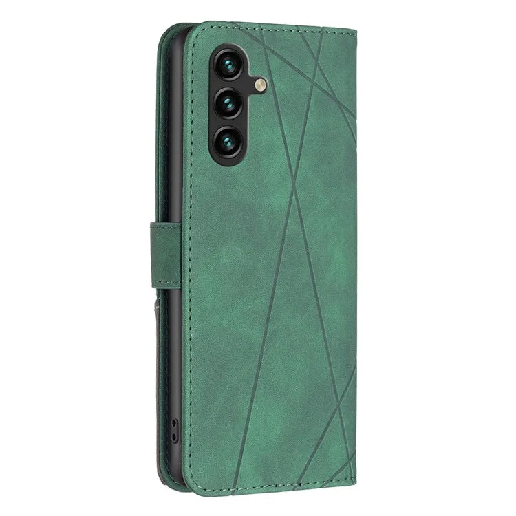 BINFEN COLOR BF05 For Samsung Galaxy A55 5G Case Stand Wallet Imprinted Line Cell Phone Cover