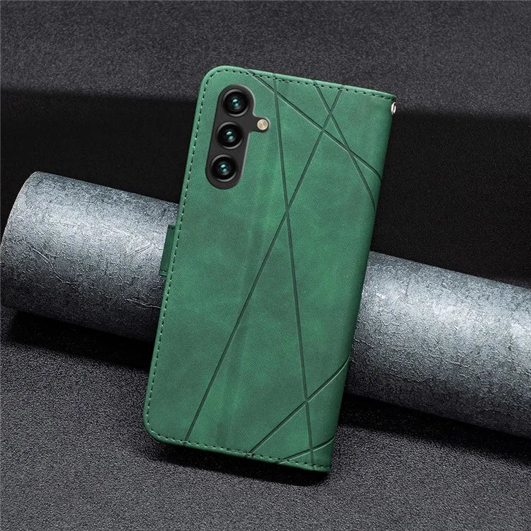 BINFEN COLOR BF05 For Samsung Galaxy A55 5G Case Stand Wallet Imprinted Line Cell Phone Cover