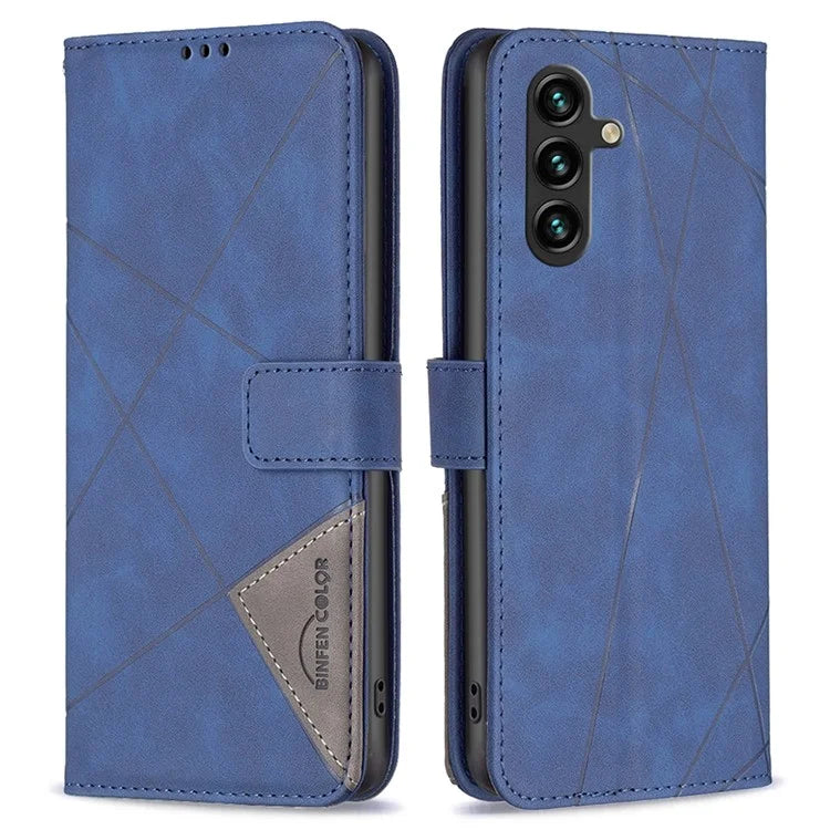 BINFEN COLOR BF05 For Samsung Galaxy A55 5G Case Stand Wallet Imprinted Line Cell Phone Cover
