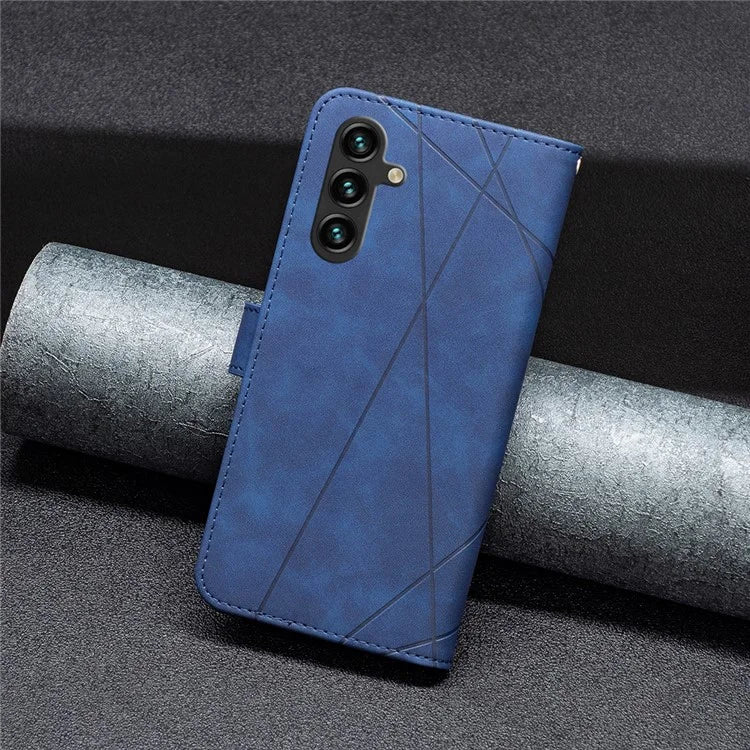 BINFEN COLOR BF05 For Samsung Galaxy A55 5G Case Stand Wallet Imprinted Line Cell Phone Cover