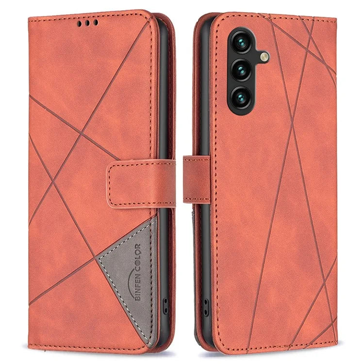 BINFEN COLOR BF05 For Samsung Galaxy A55 5G Case Stand Wallet Imprinted Line Cell Phone Cover