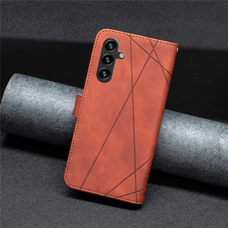 BINFEN COLOR BF05 For Samsung Galaxy A55 5G Case Stand Wallet Imprinted Line Cell Phone Cover