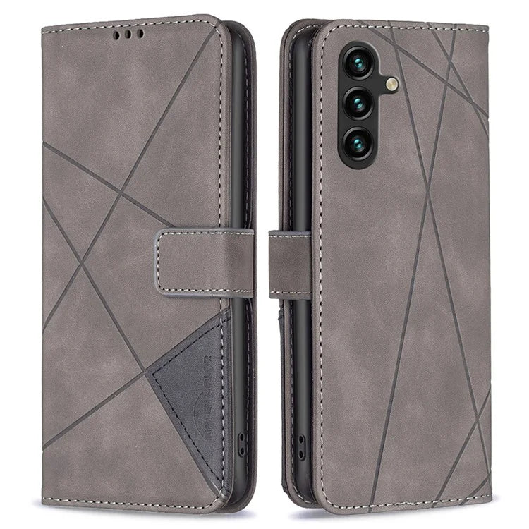 BINFEN COLOR BF05 For Samsung Galaxy A55 5G Case Stand Wallet Imprinted Line Cell Phone Cover