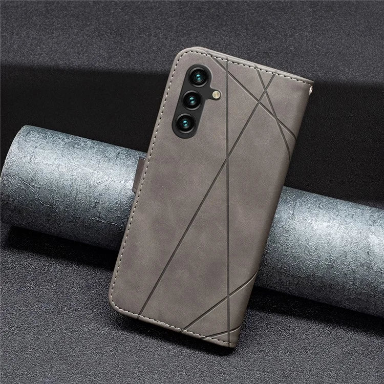 BINFEN COLOR BF05 For Samsung Galaxy A55 5G Case Stand Wallet Imprinted Line Cell Phone Cover