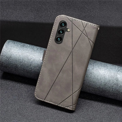 BINFEN COLOR BF05 For Samsung Galaxy A55 5G Case Stand Wallet Imprinted Line Cell Phone Cover