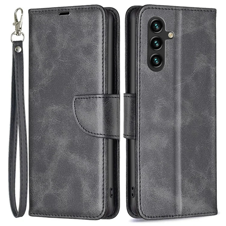 For Samsung Galaxy A55 5G Textured Wallet Anti-Scratch Cell Phone Case PU Leather Stand Cover