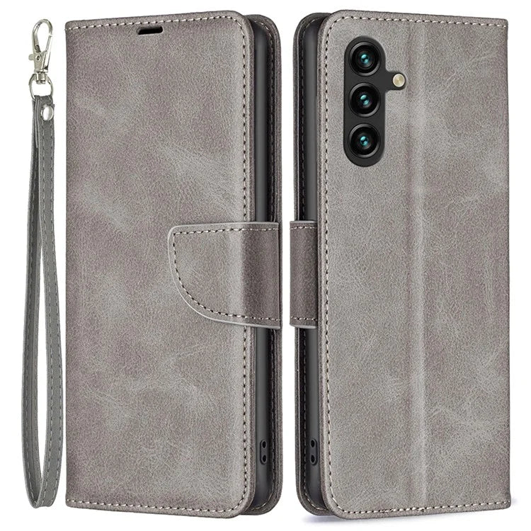 For Samsung Galaxy A55 5G Textured Wallet Anti-Scratch Cell Phone Case PU Leather Stand Cover