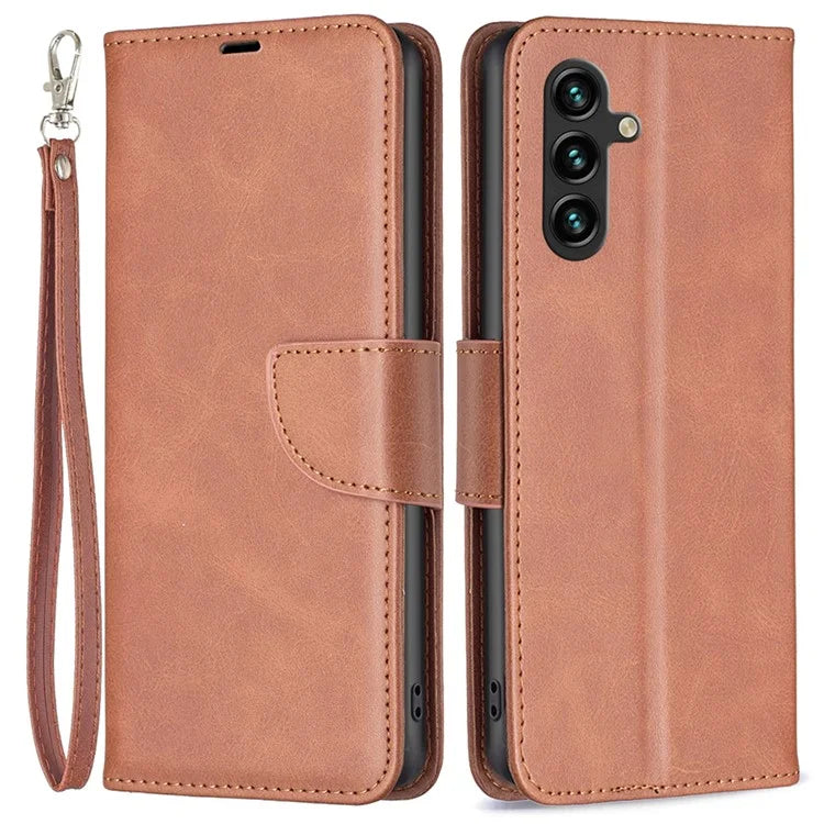 For Samsung Galaxy A55 5G Textured Wallet Anti-Scratch Cell Phone Case PU Leather Stand Cover