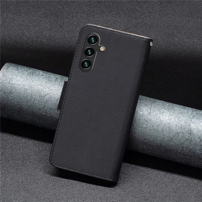 For Samsung Galaxy A55 5G Case Stand PU Leather Litchi Texture Shell Cell Phone Cover