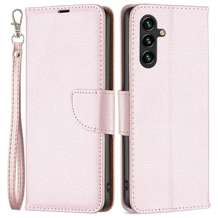 For Samsung Galaxy A55 5G Case Stand PU Leather Litchi Texture Shell Cell Phone Cover