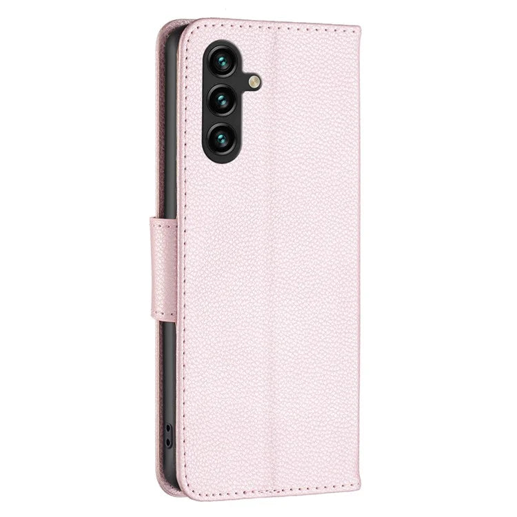 For Samsung Galaxy A55 5G Case Stand PU Leather Litchi Texture Shell Cell Phone Cover