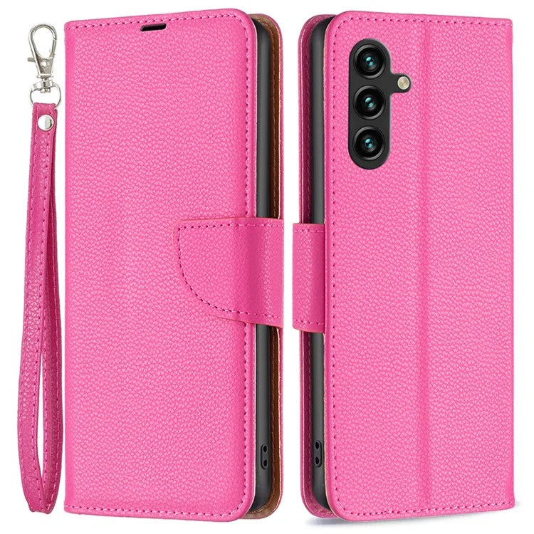 For Samsung Galaxy A55 5G Case Stand PU Leather Litchi Texture Shell Cell Phone Cover