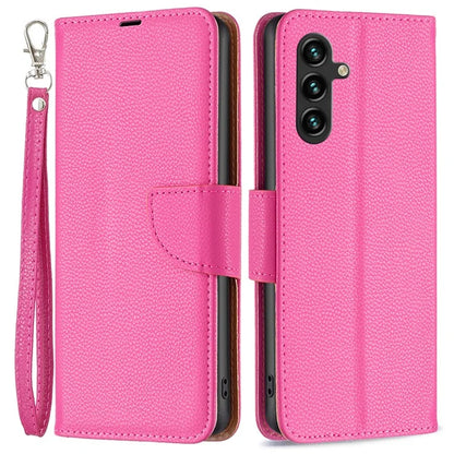 For Samsung Galaxy A55 5G Case Stand PU Leather Litchi Texture Shell Cell Phone Cover