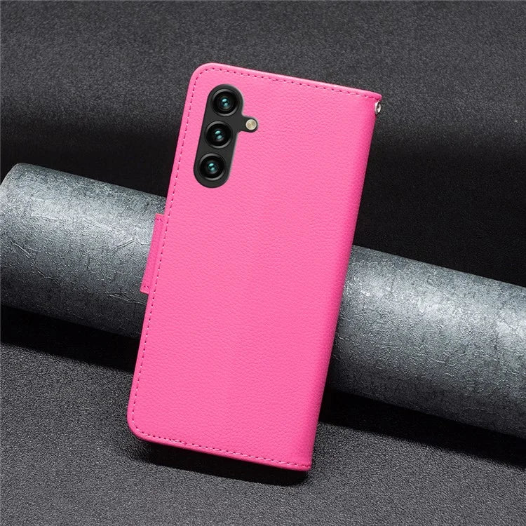 For Samsung Galaxy A55 5G Case Stand PU Leather Litchi Texture Shell Cell Phone Cover