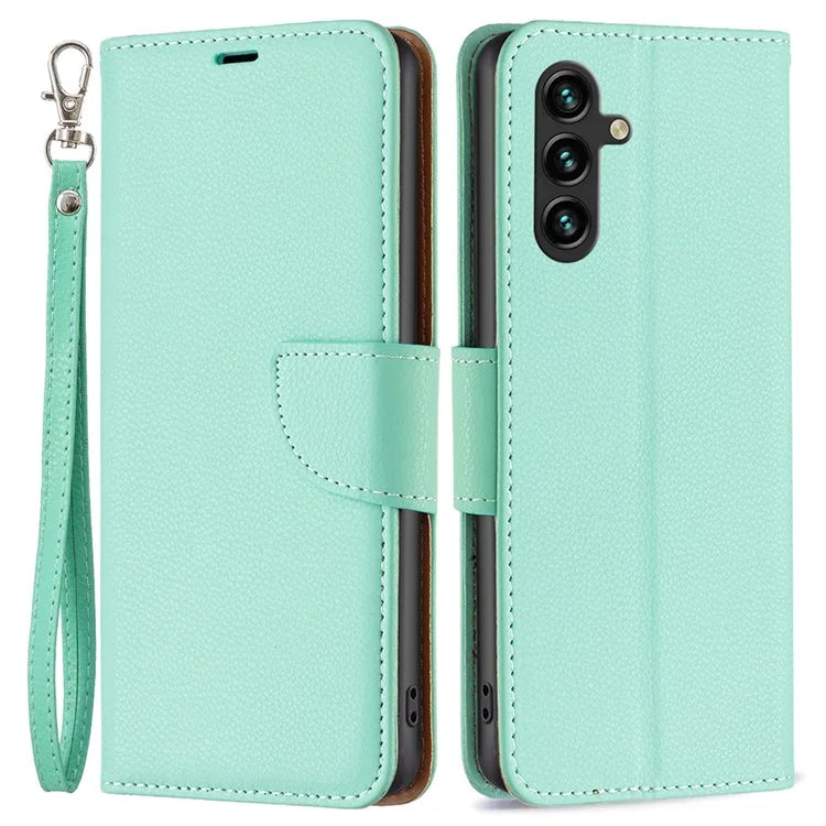 For Samsung Galaxy A55 5G Case Stand PU Leather Litchi Texture Shell Cell Phone Cover