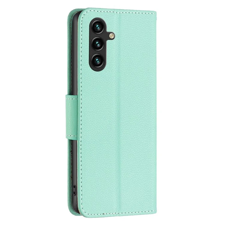 For Samsung Galaxy A55 5G Case Stand PU Leather Litchi Texture Shell Cell Phone Cover